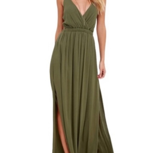 Lulus Dresses & Skirts - Lulu's Lost in Paradise Green Maxi Dress V-Neck Pleated Sundress
